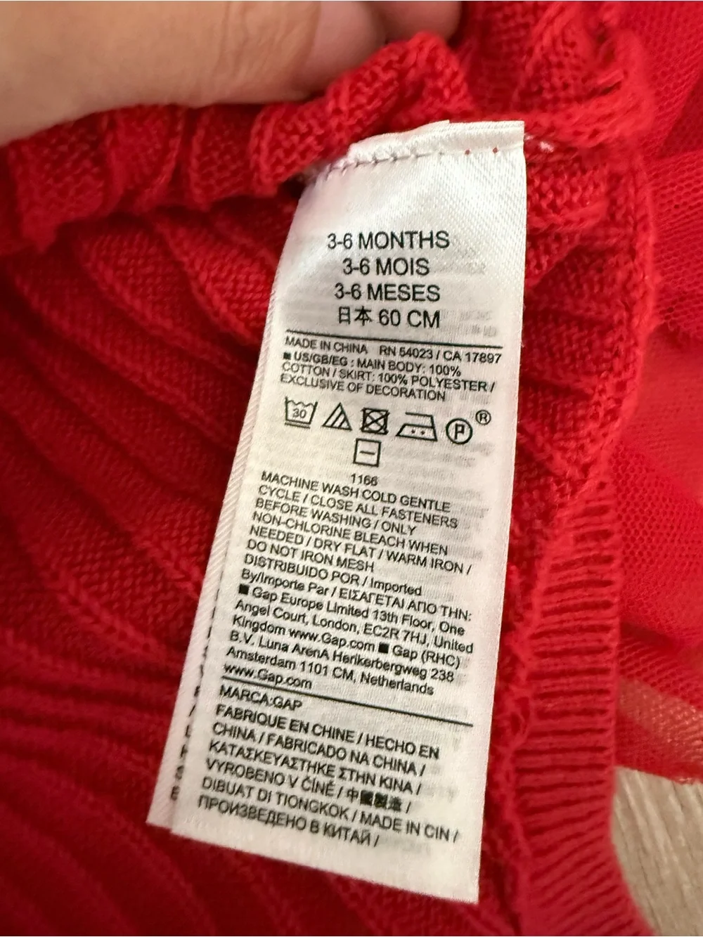 GAP Baby Red Knit Tulle Bodysuit Dress